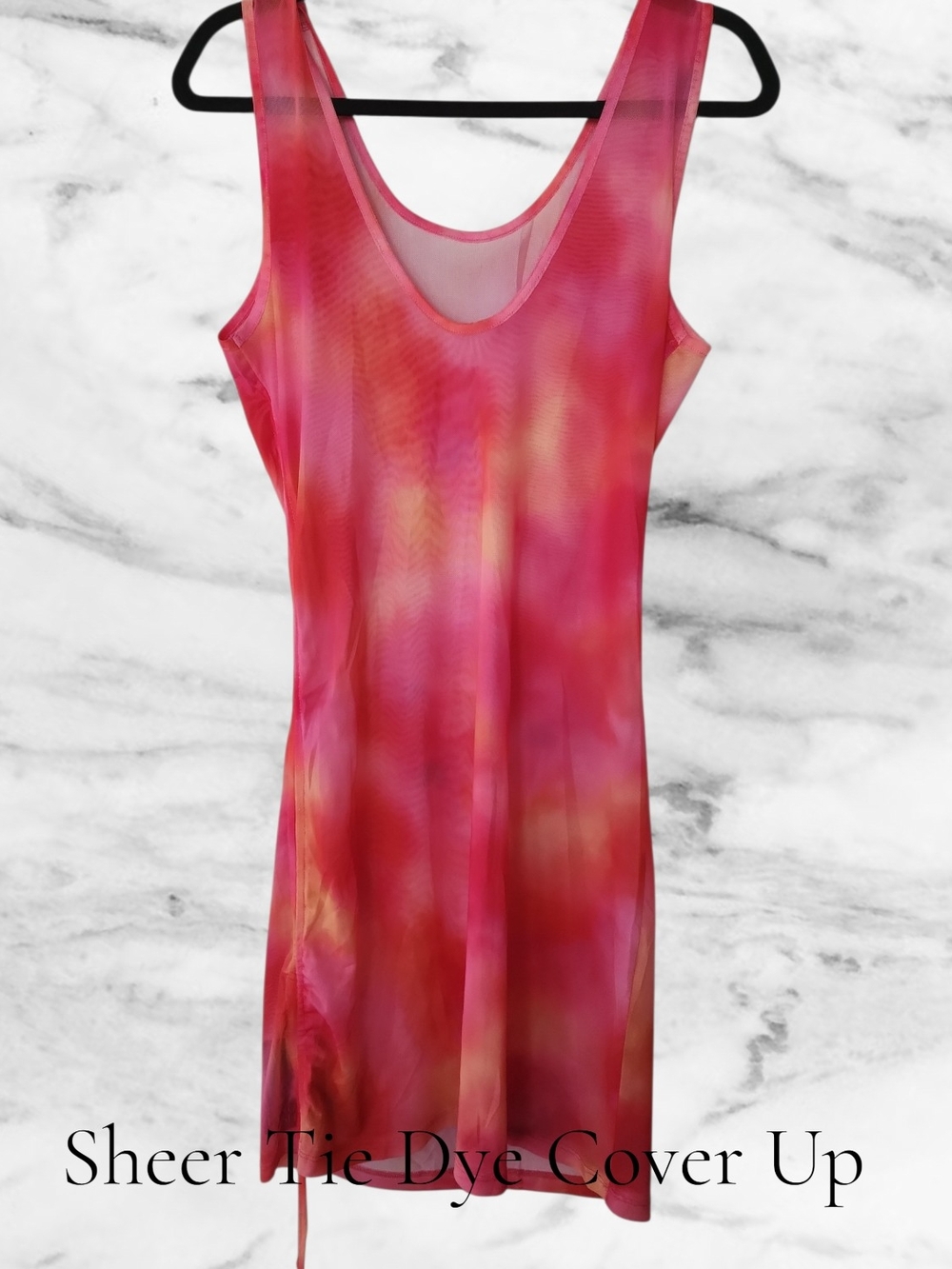 Mesh Bodycon Coverup | Pink/yellow Tye Dye - Picture 3 of 4